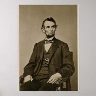 Portrait of Abraham Lincoln (1809-65) (b/w photo) Poster