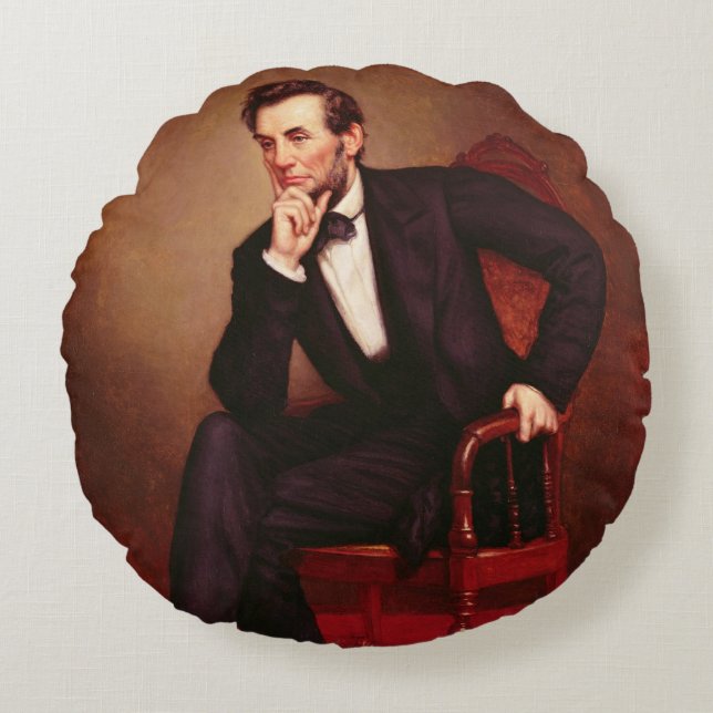 Portrait of Abraham Lincoln Round Cushion (Front)