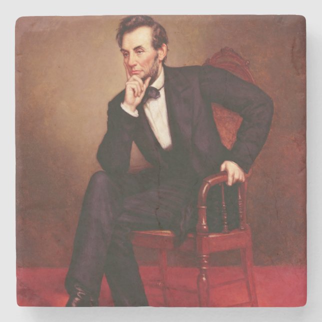 Portrait of Abraham Lincoln Stone Coaster (Front)