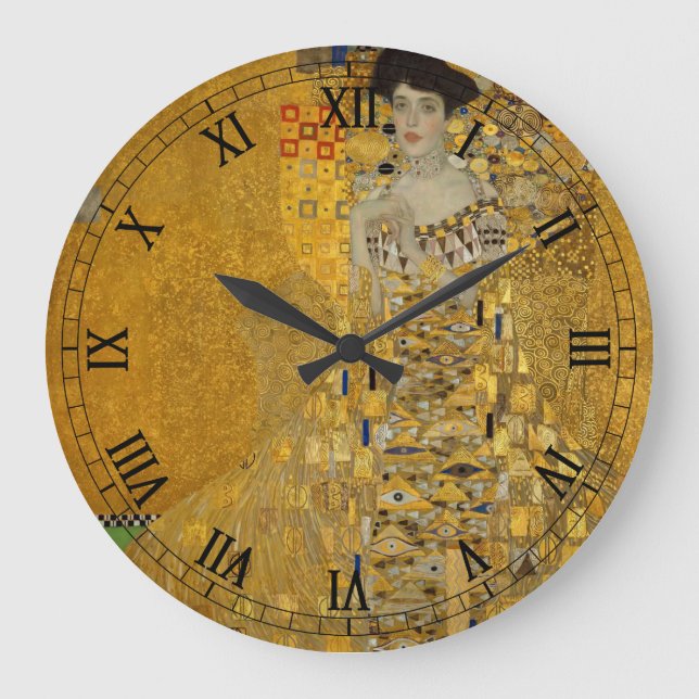 Portrait of Adele Bloch-Bauer I by Gustav Klimt Large Clock (Front)