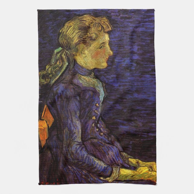 Portrait of Adeline Ravoux by Vincent van Gogh Tea Towel (Vertical)