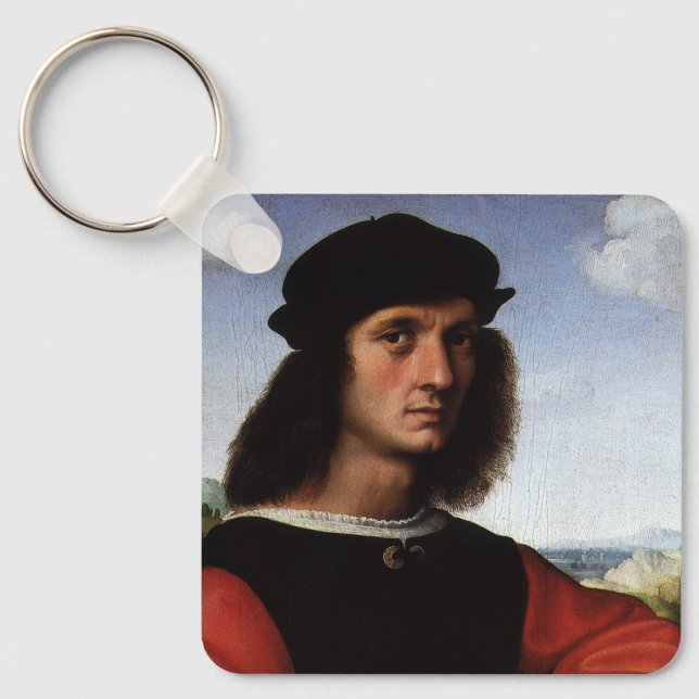 Portrait of Agnolo Doni by Raphael Sanzio Key Ring (Front)