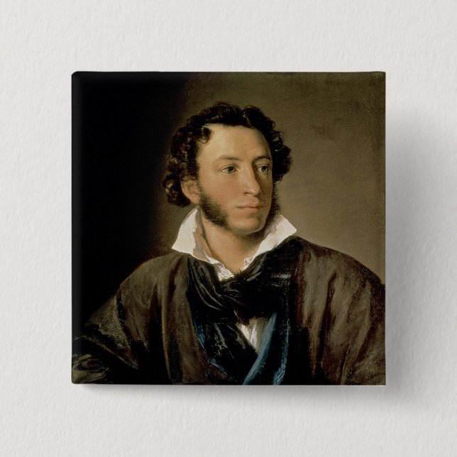 Portrait of Alexander Pushkin 15 Cm Square Badge (Front)