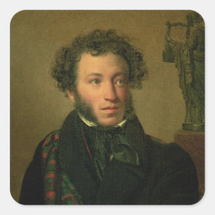 Portrait of Alexander Pushkin, 1827 Square Sticker