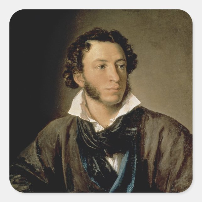 Portrait of Alexander Pushkin Square Sticker (Front)