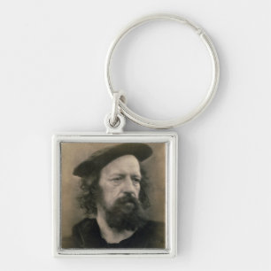 Portrait of Alfred, Lord Tennyson (1809-92) (b/w p Key Ring