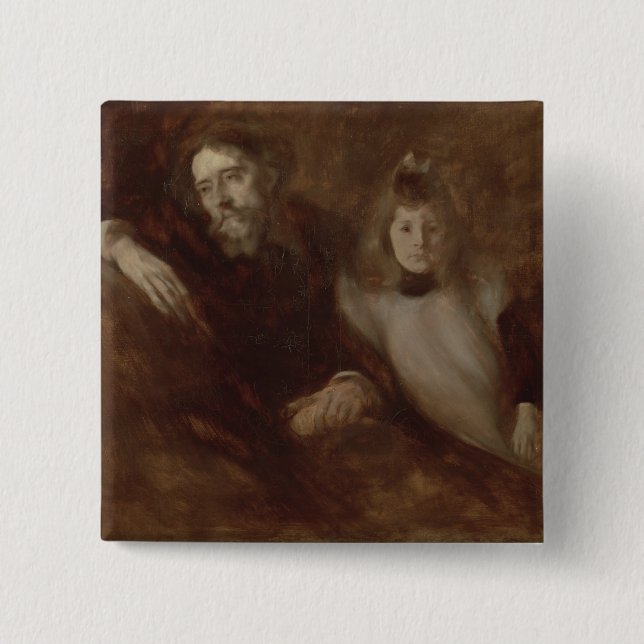 Portrait of Alphonse Daudet 15 Cm Square Badge (Front)