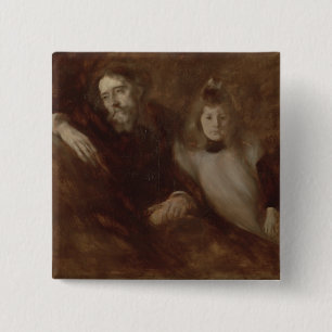 Portrait of Alphonse Daudet 15 Cm Square Badge