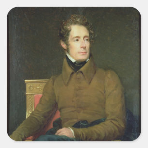 Portrait of Alphonse de Lamartine , 1831 Square Sticker