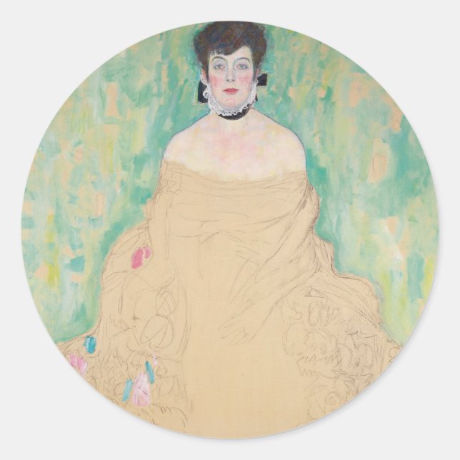Portrait of Amalie Zuckerkandl by Gustav Klimt Classic Round Sticker (Front)