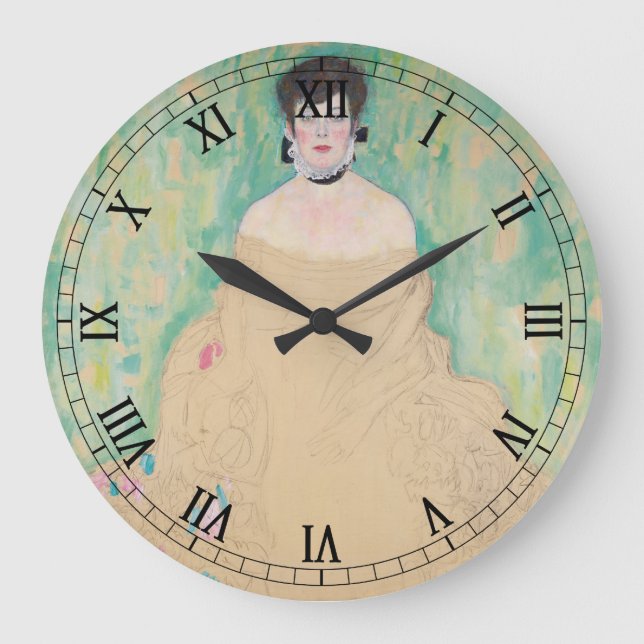 Portrait of Amalie Zuckerkandl by Gustav Klimt Large Clock (Front)