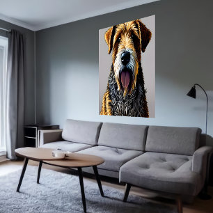 Portrait of an Airedale Terrier   AI Art Poster