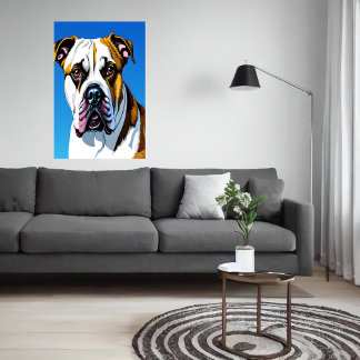 Portrait of an American Bulldog | AI Art Poster