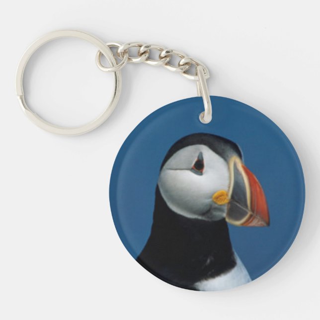 Portrait of an Atlantic Puffin Key Ring (Front)