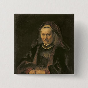 Portrait of an Elderly Woman, c. 1650 15 Cm Square Badge