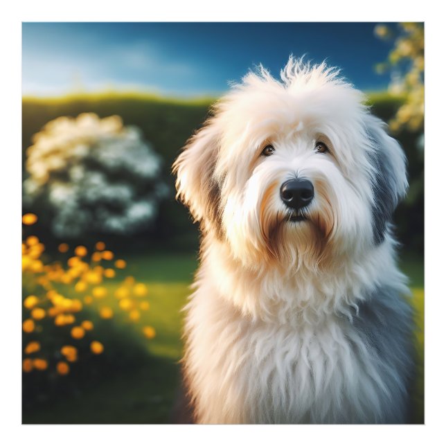 Portrait of an Old English Sheepdog at Entardecer Photo Print (Front)