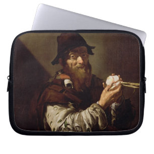 Portrait of an Old Man with an Onion (oil on canva Laptop Sleeve