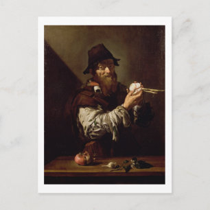 Portrait of an Old Man with an Onion (oil on canva Postcard