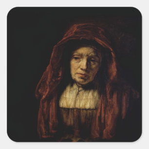 Portrait of an Old Woman Square Sticker