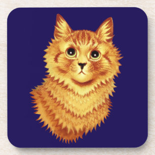 Portrait of an orange cat by Louis Wain Coaster