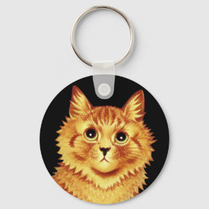 Portrait of an orange cat by Louis Wain  Key Ring