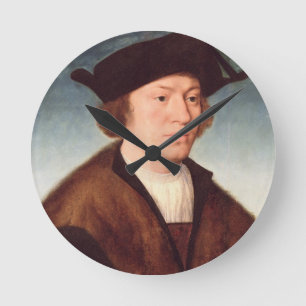 Portrait of an Unknown Man, 1520 (oil on panel) Round Clock