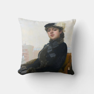 Portrait of an Unknown Woman, Ivan Kramskoi Cushion