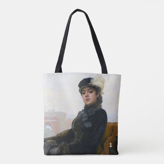 Portrait of an Unknown Woman, Ivan Kramskoi Tote Bag (Back)