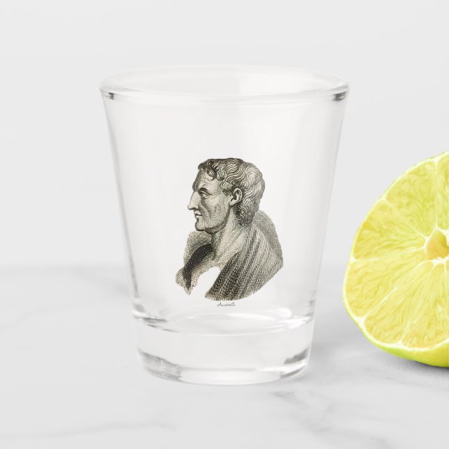 Portrait of Ancient Greek Philosopher Aristotle Shot Glass (Front)