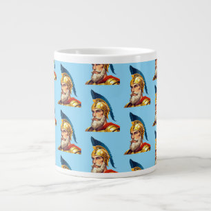 Portrait of ancient greek warrior large coffee mug