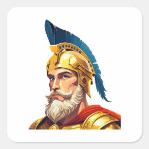 Portrait of ancient greek warrior square sticker