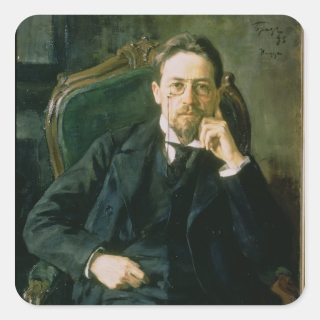 Portrait of Anton Pavlovich Chekhov, 1898 Square Sticker (Front)