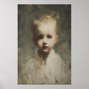 Portrait of Baby Jesus Christ, Vintage Christian Poster