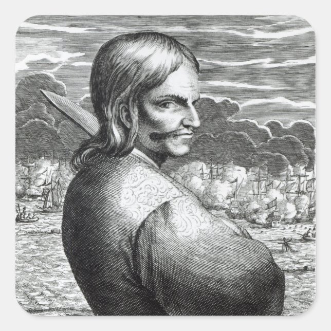 Portrait of Bartholomeus de Portugees Square Sticker (Front)