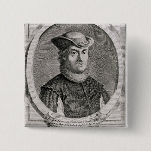 Portrait of Baruch or Benedict Spinoza 15 Cm Square Badge