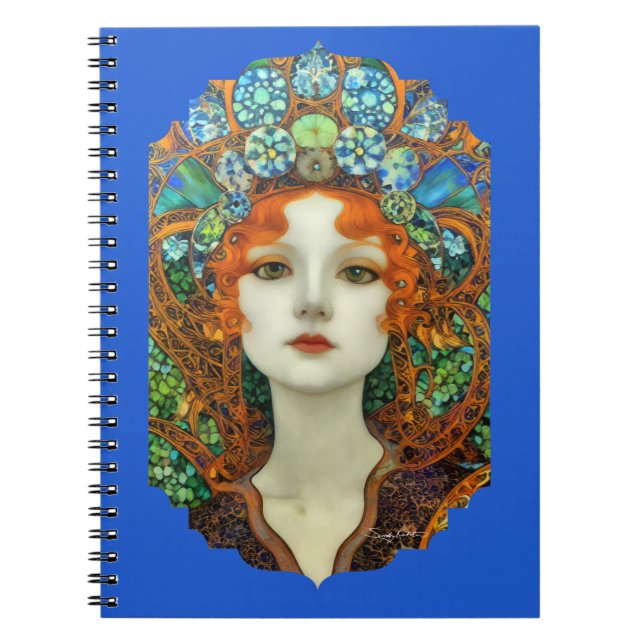 Portrait of Beautiful Woman in Stained Glass Style Notebook (Front)