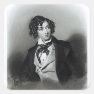 Portrait of Benjamin Disraeli Esquire  M.P. Square Sticker