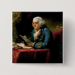 Portrait of Benjamin Franklin 15 Cm Square Badge