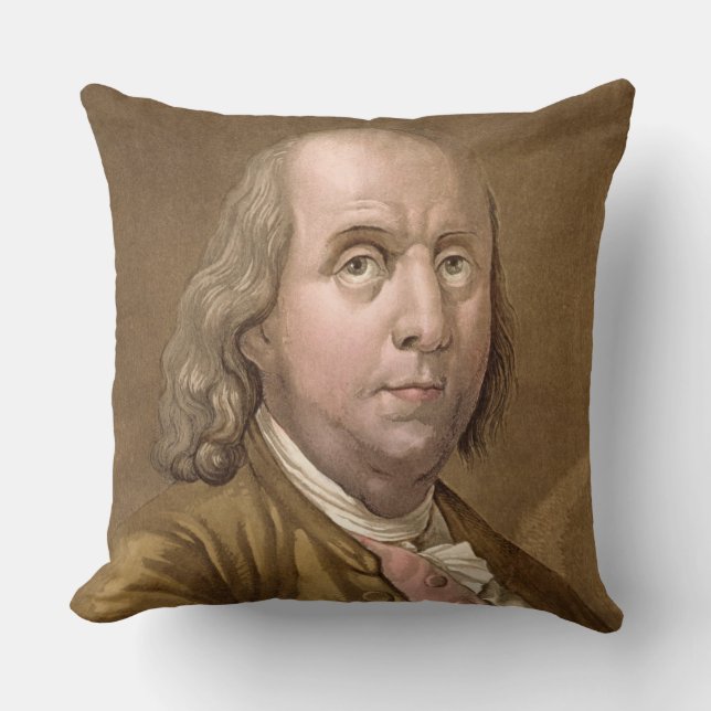 Portrait of Benjamin Franklin (1706-90), from 'Le Cushion (Front)