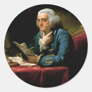 Portrait of Benjamin Franklin Classic Round Sticker