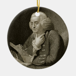 Portrait of Benjamin Franklin, engraved by Thomas Ceramic Tree Decoration