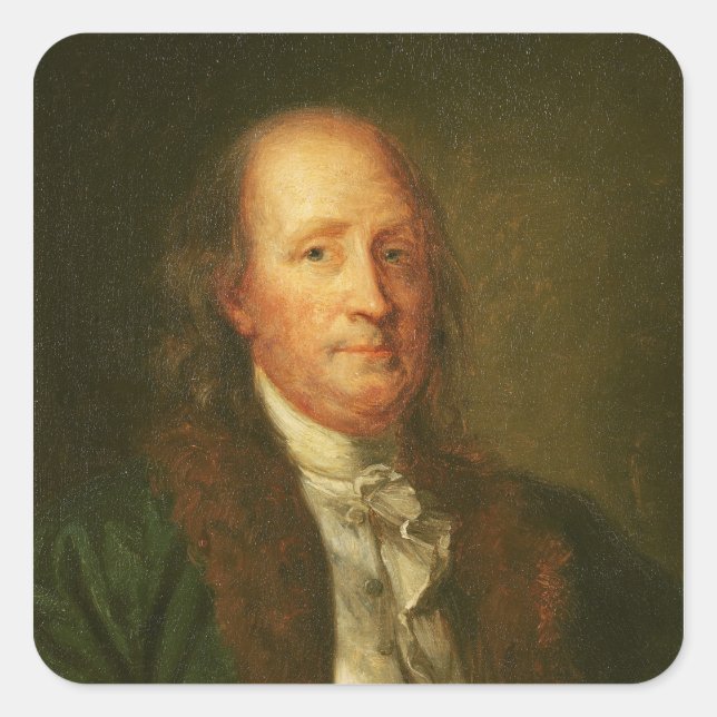 Portrait of Benjamin Franklin Square Sticker (Front)