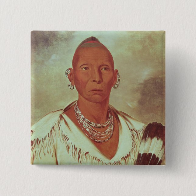 Portrait of Black Hawk, Indian Chief 15 Cm Square Badge (Front)