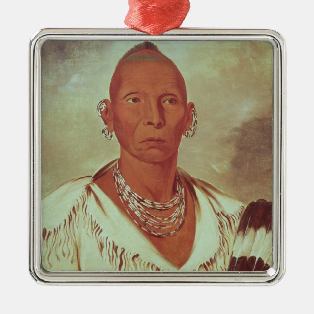 Portrait of Black Hawk, Indian Chief Metal Ornament (Front)