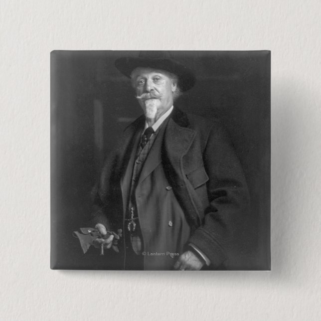 Portrait of "Buffalo Bill" Cody 15 Cm Square Badge (Front)