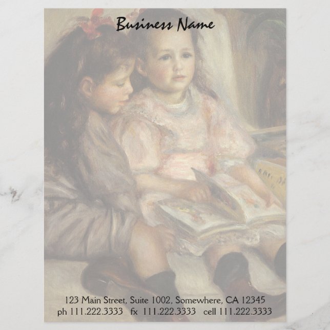 Portrait of Caillebotte Children by Pierre Renoir Custom Letterhead (Front)