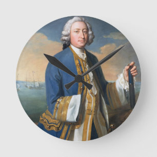 Portrait of Captain David Brodie (1709-87) Holding Round Clock