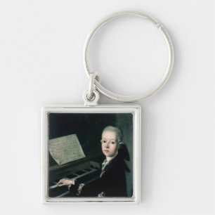 Portrait of Carl Graf Firmian at the piano Key Ring