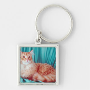 Portrait of cat key ring