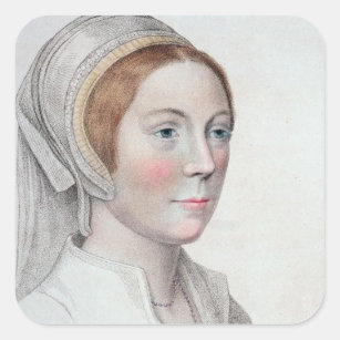 Portrait of Catherine Howard (1520-42) engraved by Square Sticker